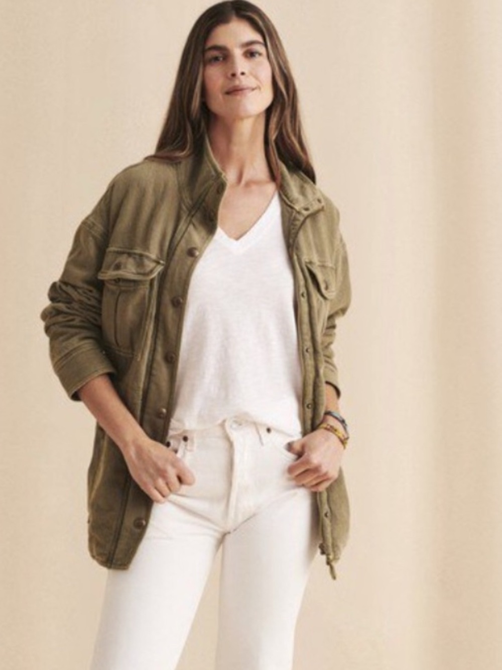 Faherty Monterey Oversized Utility Jacket in Hawkeye Green size Small